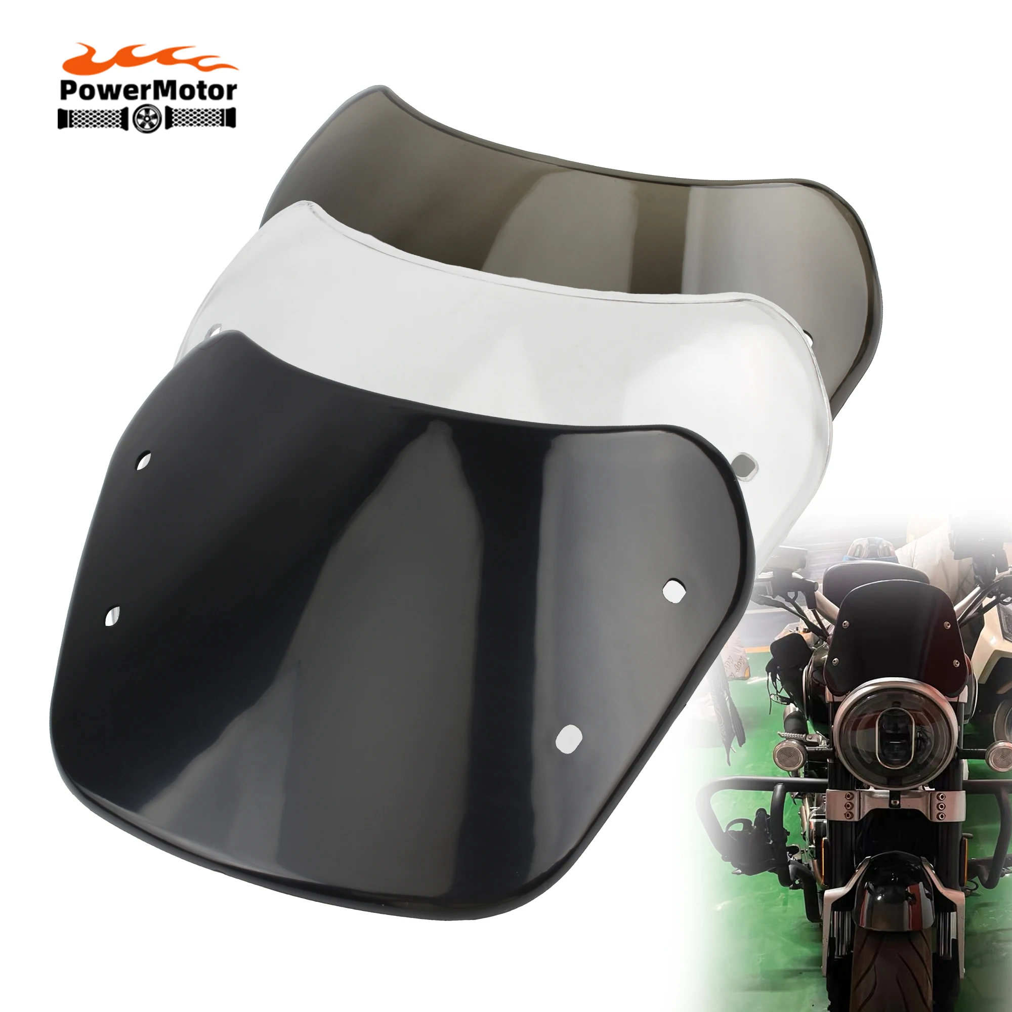 For Honda NAVi 5-7Inch Retro Motorcycle Modified Headlight Windshield Front Windscreen Deflector For Yamaha Kawasaki Suzuki