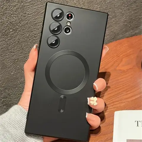 Luxury Matte Magnetic Case for Samsung S25 S24 S23 S22 Ultra S21 S20 Plus Capa for Samsung Note 20 Ultra Magsafe Phone Cover