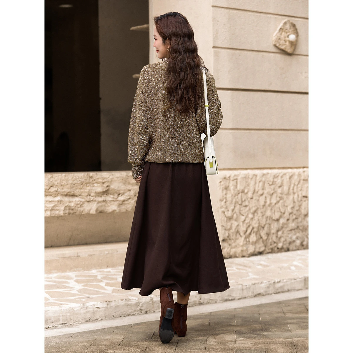 VIMLY Maillard New Two Piece Set for Women 2026 V Neck Criss Cross Cardigan A Line Dress Knitted Women Winter Suit Set 30362