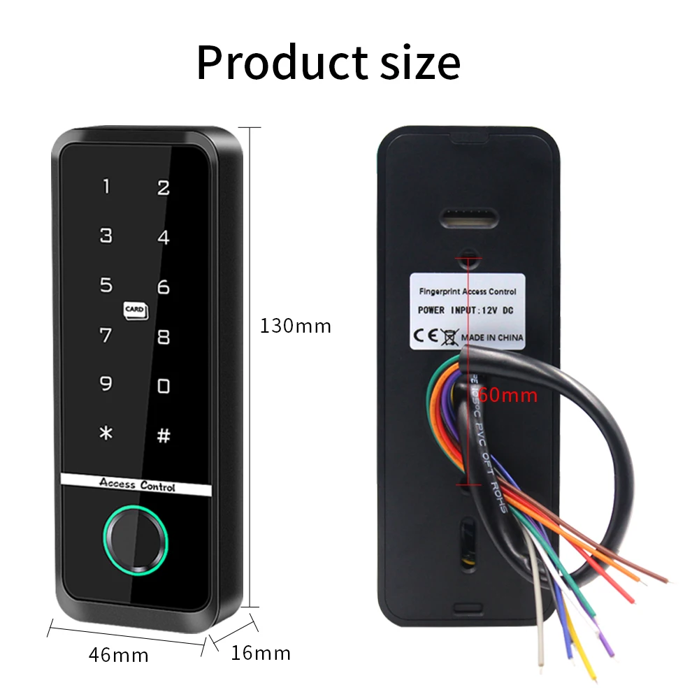 IP66 Waterproof Fingerprint RFID/IC Access Keypad Touch Screen Panel Biometric Standalone Access Control System(Not tuya app)