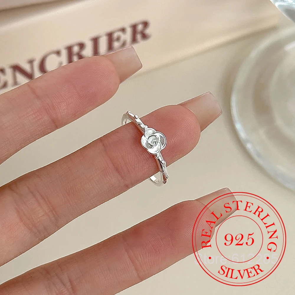 

Ювелирные изделия из стерлингового серебра 925, элегантные кольца на палец с цветком розы для женщин, ювелирные изделия для свадебной вечеринки для девочек, подарок другу