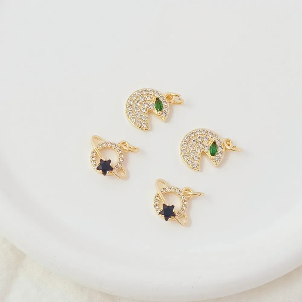 

14K Gold-plated Micro-inlaid Zircon Planet Pendant, Foodie Pendant, Handmade DIY Bracelet Pendant Accessory