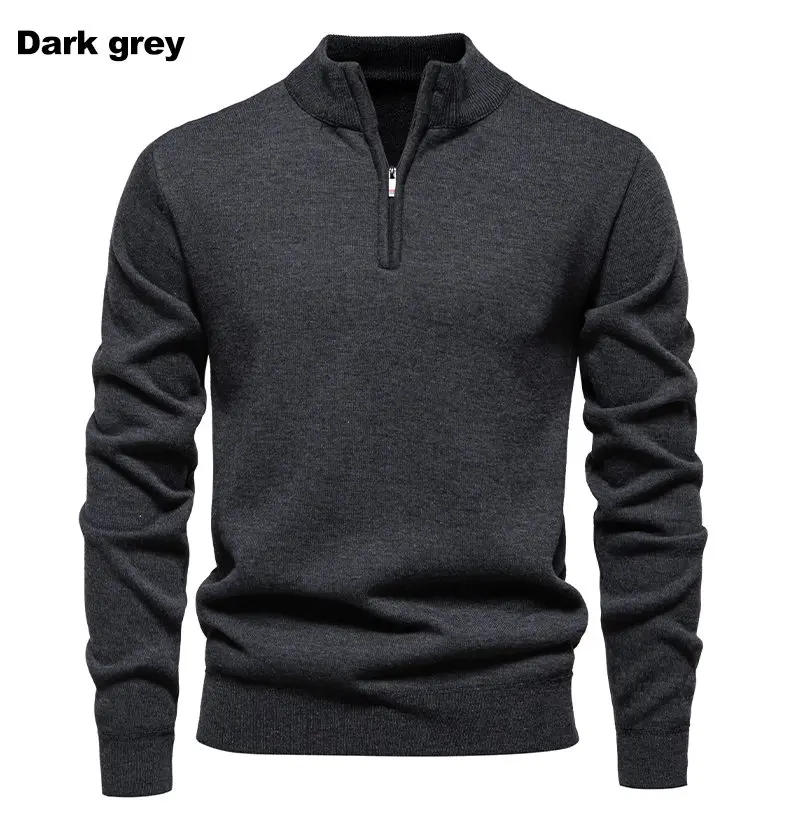 Herren-Fleece-Pullover mit halbem Reißverschluss und Stehkragen für Herbst und Winter, lässiges Jugendtrend-Strickoberteil, bequeme, vielseitige Kleidung – Detail 13
