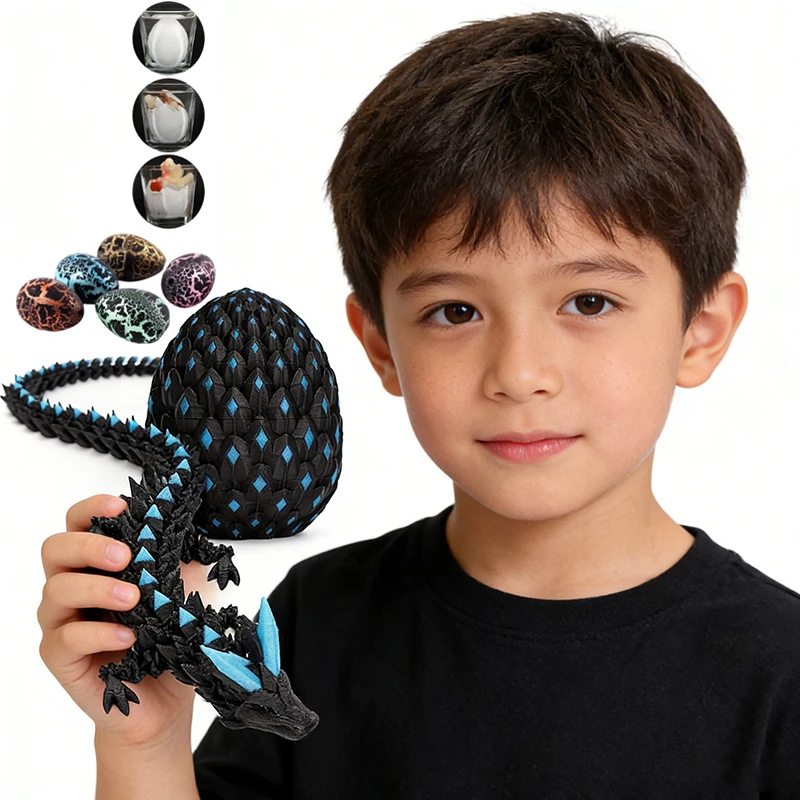 1PCS 3D Gedrukt Crystal Dragon Glow-in-the-Dark Gelede Draak & Grow Ei Nieuwigheid Decoratie speelgoed Educatief Speelgoed voor Kid Gift