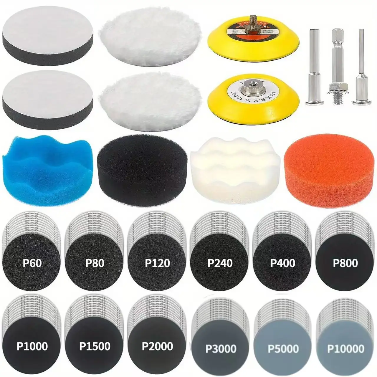 

Набор для полировки шлифовальной машины, 133 шт., шлифовальные принадлежности, 3-дюймовый ремонтный комплект держателя лампы для влажной и сухой уборки, полировальная подушечка наждачной бумаги с вращающейся головкой