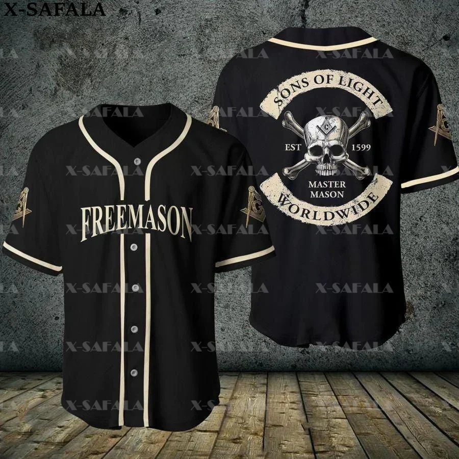 Custom Name Love FREEMASON Masonic Mason 3D Printed Baseball Jersey Summer Shirt Men\'s Tops Tee Oversized Streetwear-1