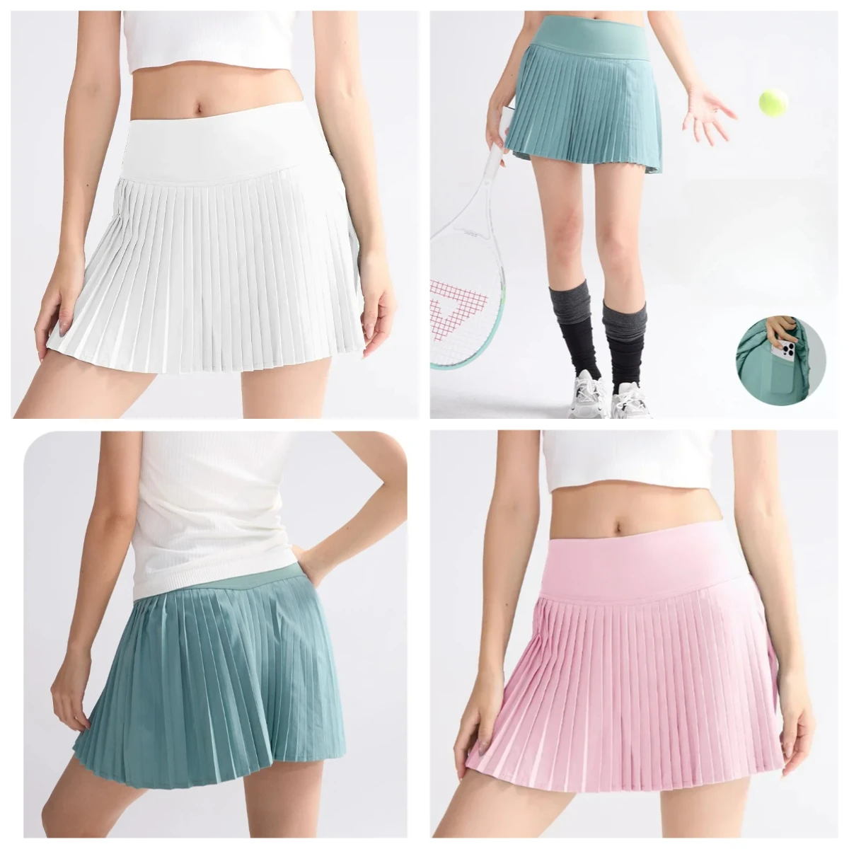 

SexyTennisSkirt Yoga Sports Pleated Gym Skirt High Waist Solid Color Fitness Fast Drying Skirt Fashionable Gym Set Women Cropped
