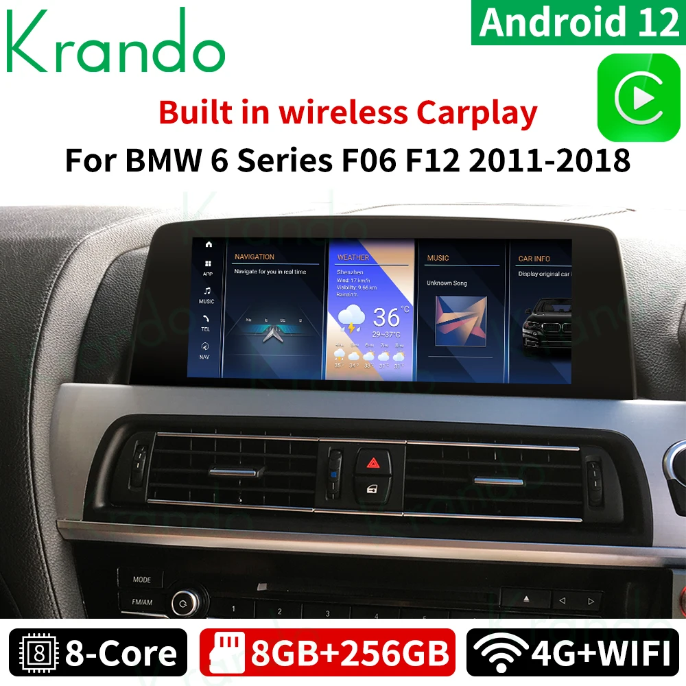 

Krando Android 12.0 10.25'' Car Multimedia Player for BMW 6 Series F06 F12 2011 - 2018 Autoradio Wireless Carplay Navigation GPS