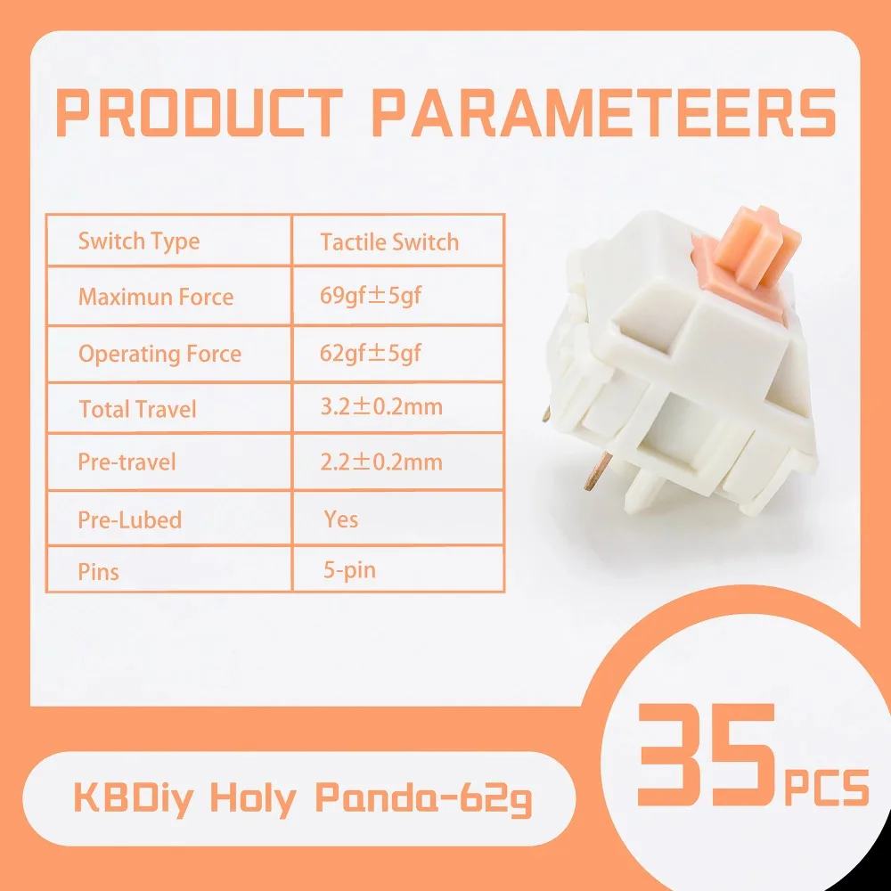 35PCS Rosewood Switch 5 Pins 40gf Linear Creamy Switch Pre Lubed Compatible With MX Keycaps Mechanical Gaming Keyboard