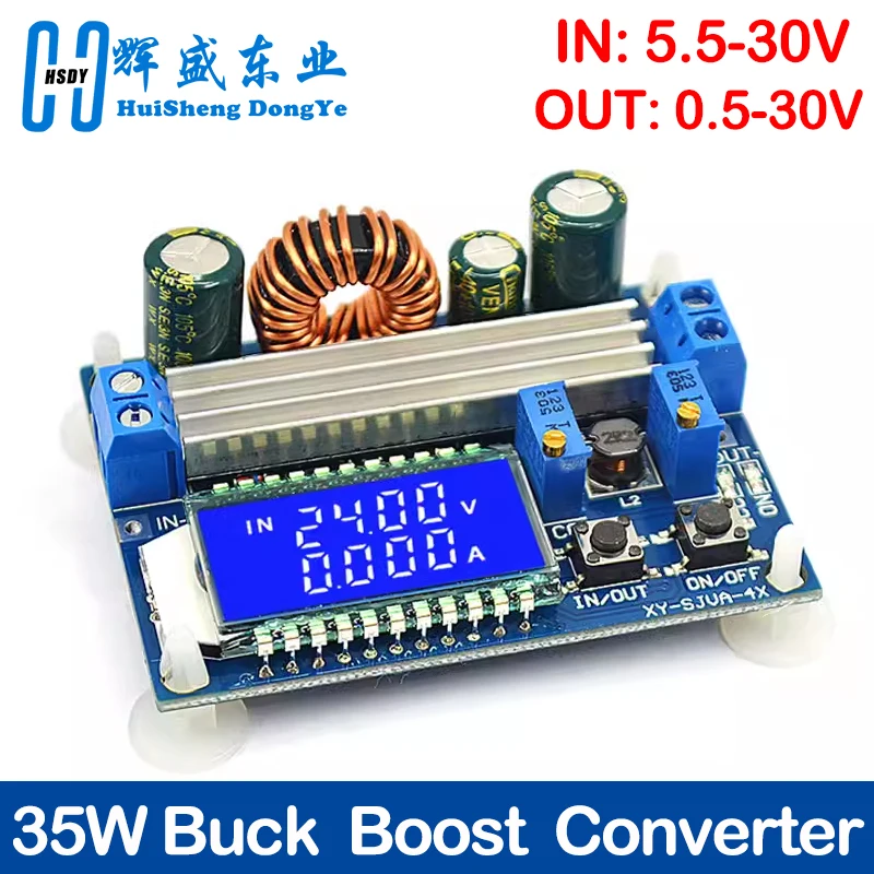 35W DC 5.5-30V to 0.5-30V Digital LCD Display Automatic Step up down Buck Boost Converter Power Supply Module Adjustable Board