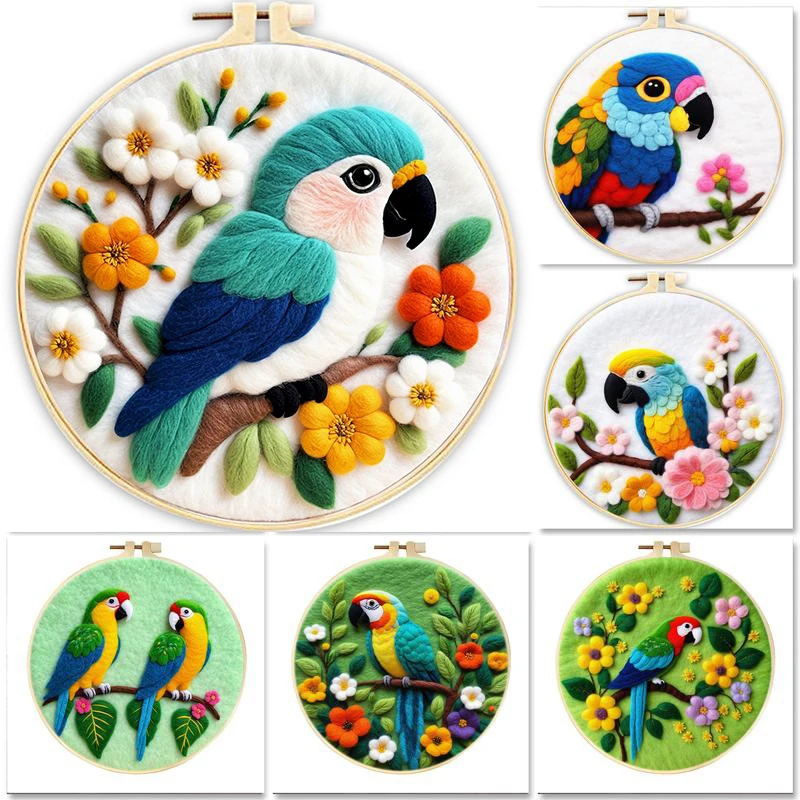 

GATYZTORY Wool Felt Kit With Frame Felting Needles Parrot Animal Wool Felt Tool DIY Handwork Wool Felting Painting Home Decor