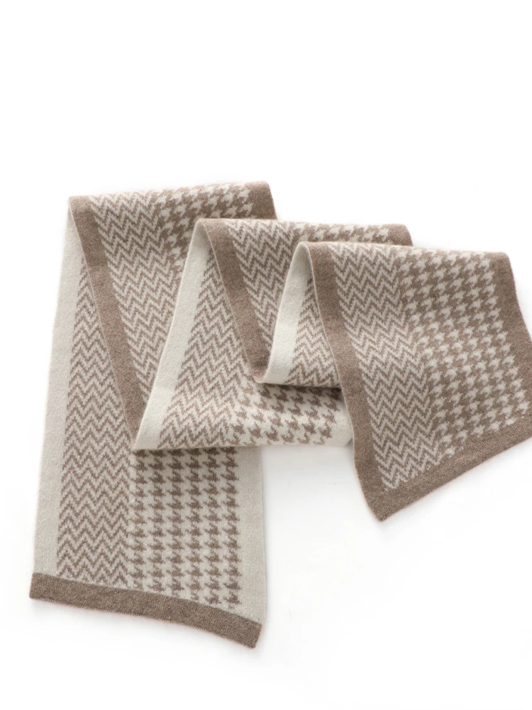 Immagine 4: TLOML Sciarpa da donna in cashmere 100% Autunno Inverno Mille uccelli Griglia Scialle lungo Stile casual Morbida calda Comoda Sciarpa classica chic