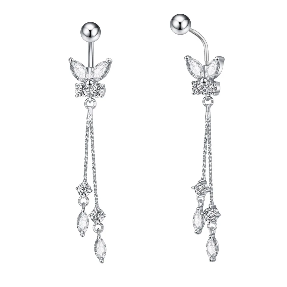 Trendy Engel Bauchnabel Ringe Edelstahl Zirkon Schmetterling Nabel Piercing Chirurgisch für Frauen Körper Bauch Schmuck Anhänger – Detail 9