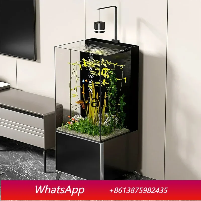 

CX fish tank living room small four-legged square tank bottom cabinet back filter ultra-white glass goldfish tank