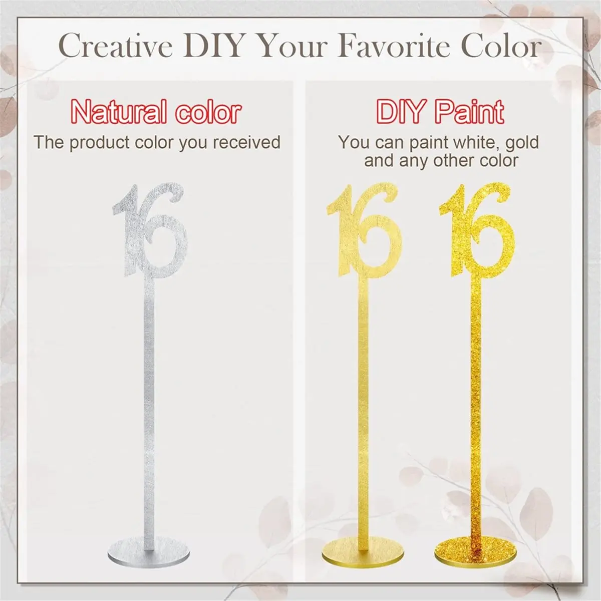 20 Pcs Silver Wood Table Numbers 1-20 with Holder Base for Wedding Reception Party Events