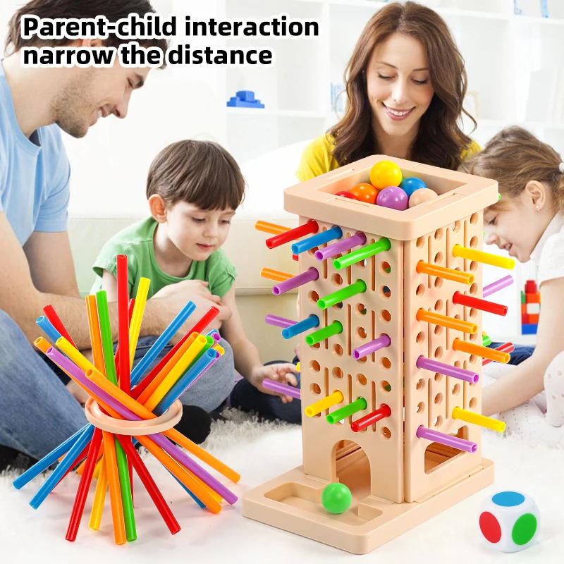 Montessori Sensory Fine Motor Skills Toy Color Cognitive Learning Counting Sticks Game Educational Kids Balance Wooden Toy