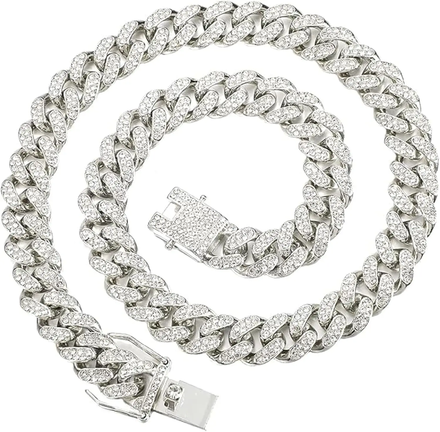 

Мужская цепочка Cuban Link с золотым/серебряным покрытием, ожерелье Miami Cuban с бриллиантами, 13 мм, в стиле хип-хоп, 18-24 дюйма