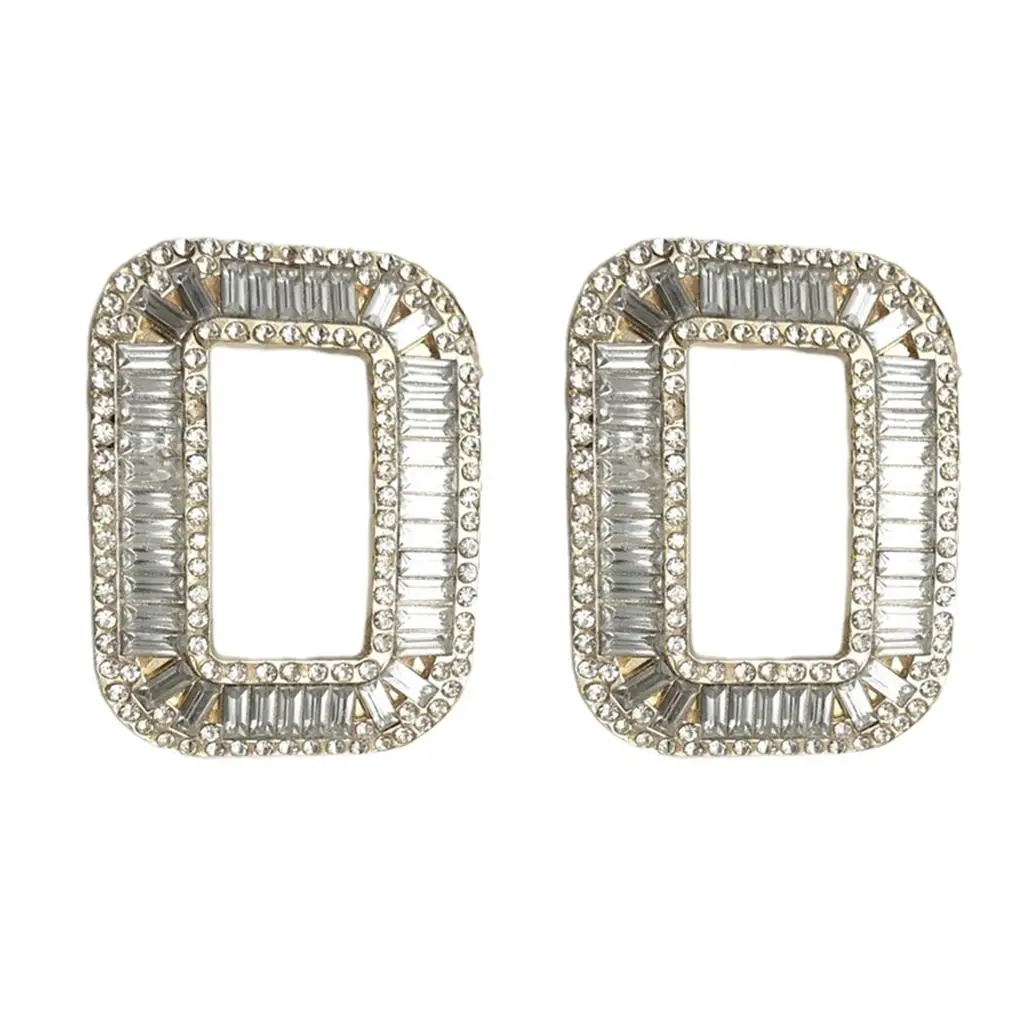 2 Pack Fashion Decorative Square Rhinestones Crystal Shoe Clips