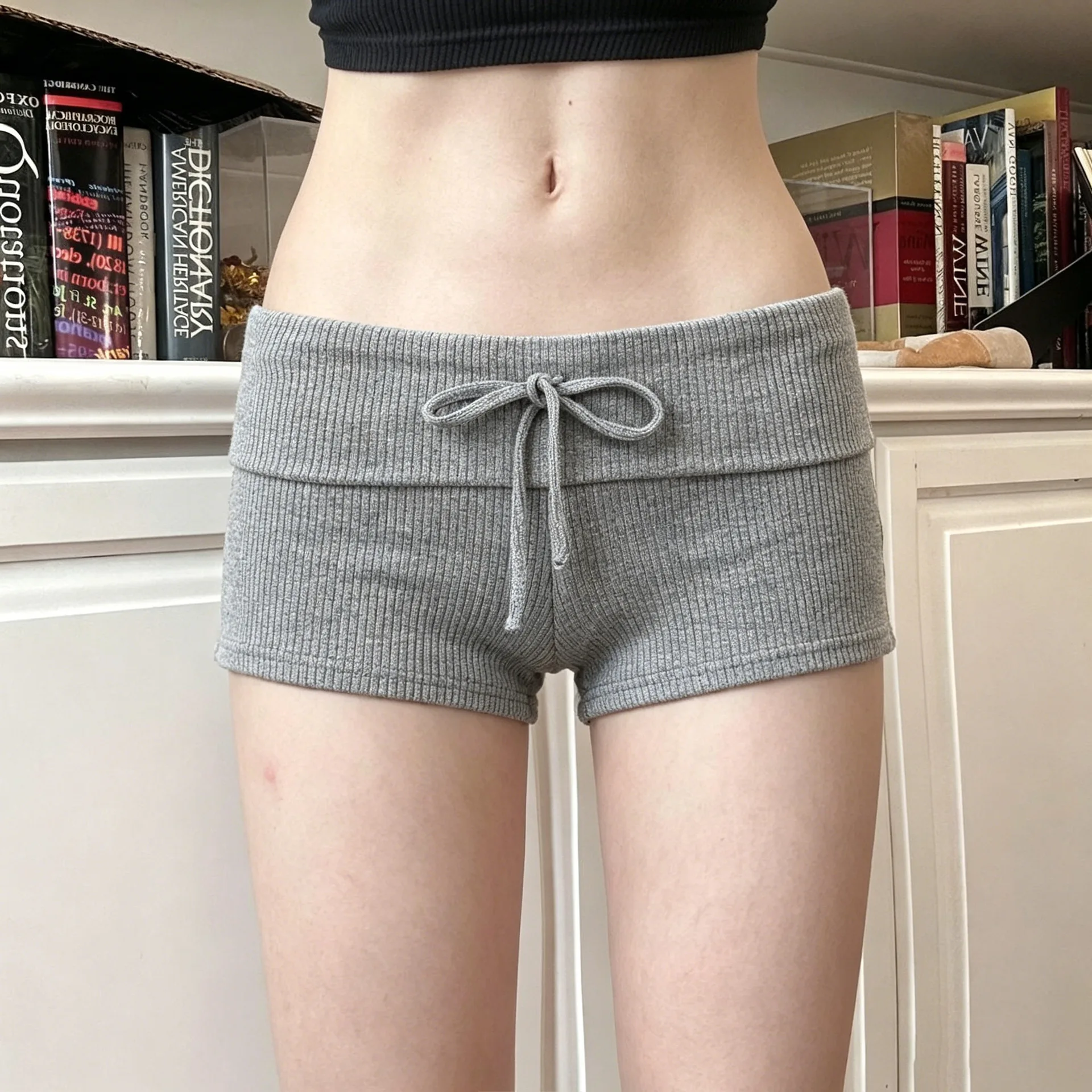 

Drawstring Elastic Waist Shorts Female Spice Girls Casual Sports Knitted Hot Pants