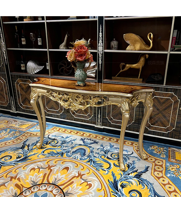 

Французский входной столик, европейский входной столик из цельного дерева, роскошный неоклассический резной входной столик для гостиной с шампанским