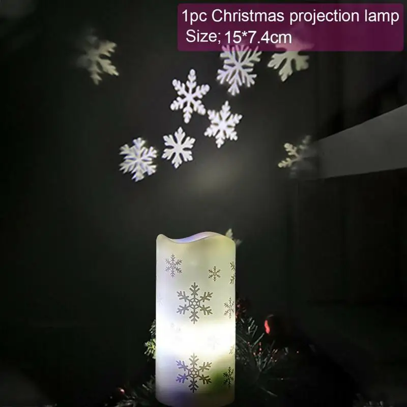 Christmas Snowflake LED Projection Lamp Candle Projector Night Light Decor Snowflake Candle LampbyXLElephant Tools