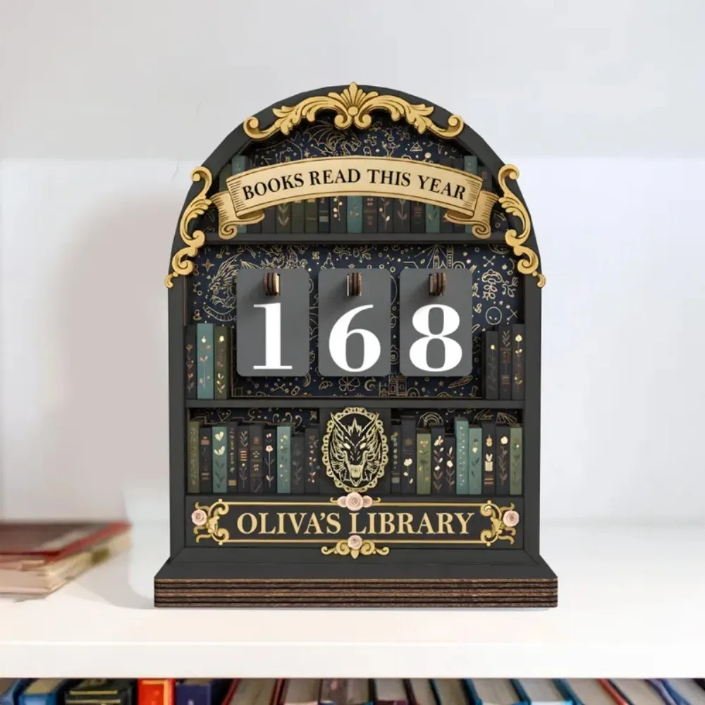Eco-Friendly Wooden Reading Challenge Tracker Retro Handmade Reading Book Signage DIY Household Reading Book Counter Study