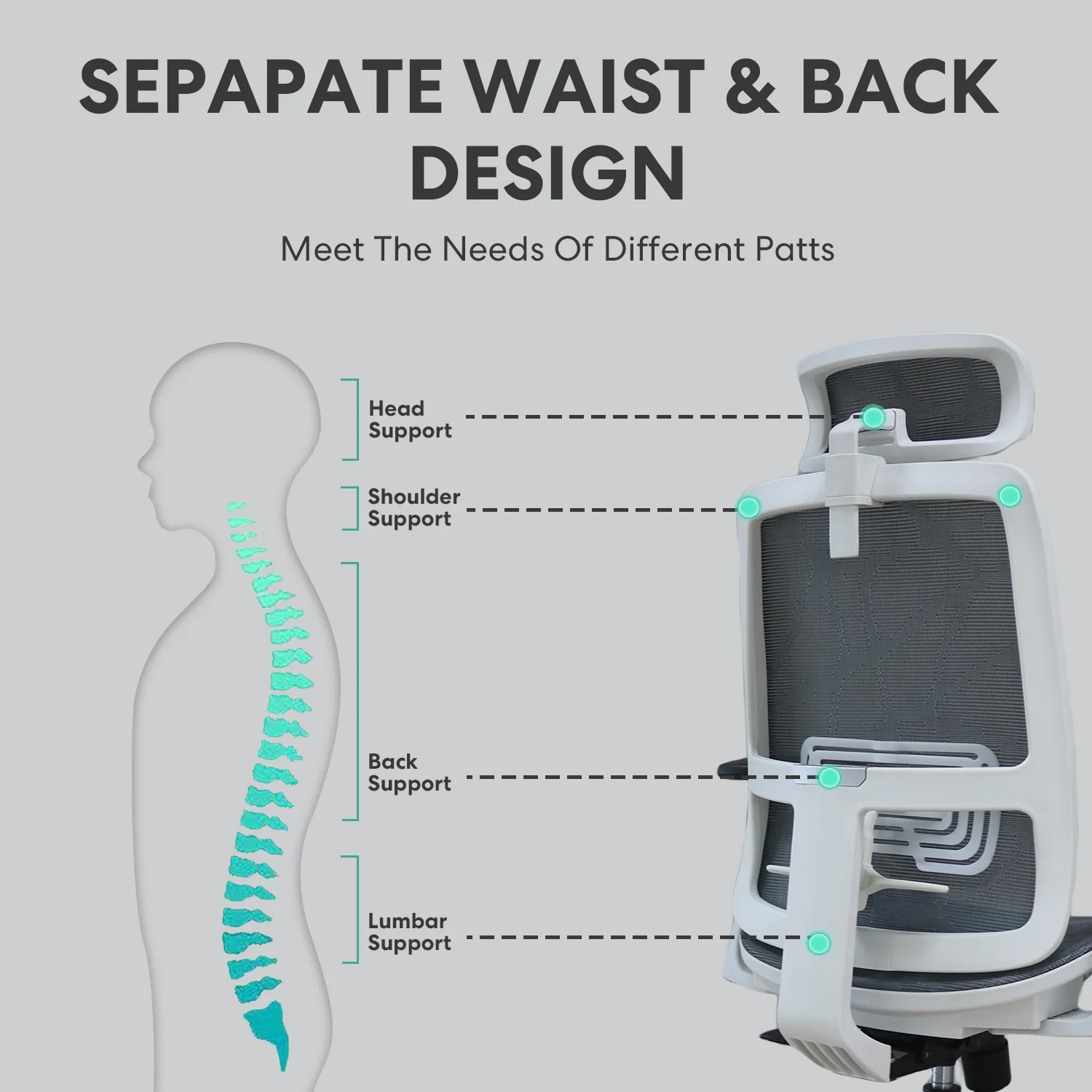 OMESER Ergonomic High Back Chair, Mesh Living Room Rocking Gaming Chair Computer Desk Swivel Rolling Lumbar Support Pillow