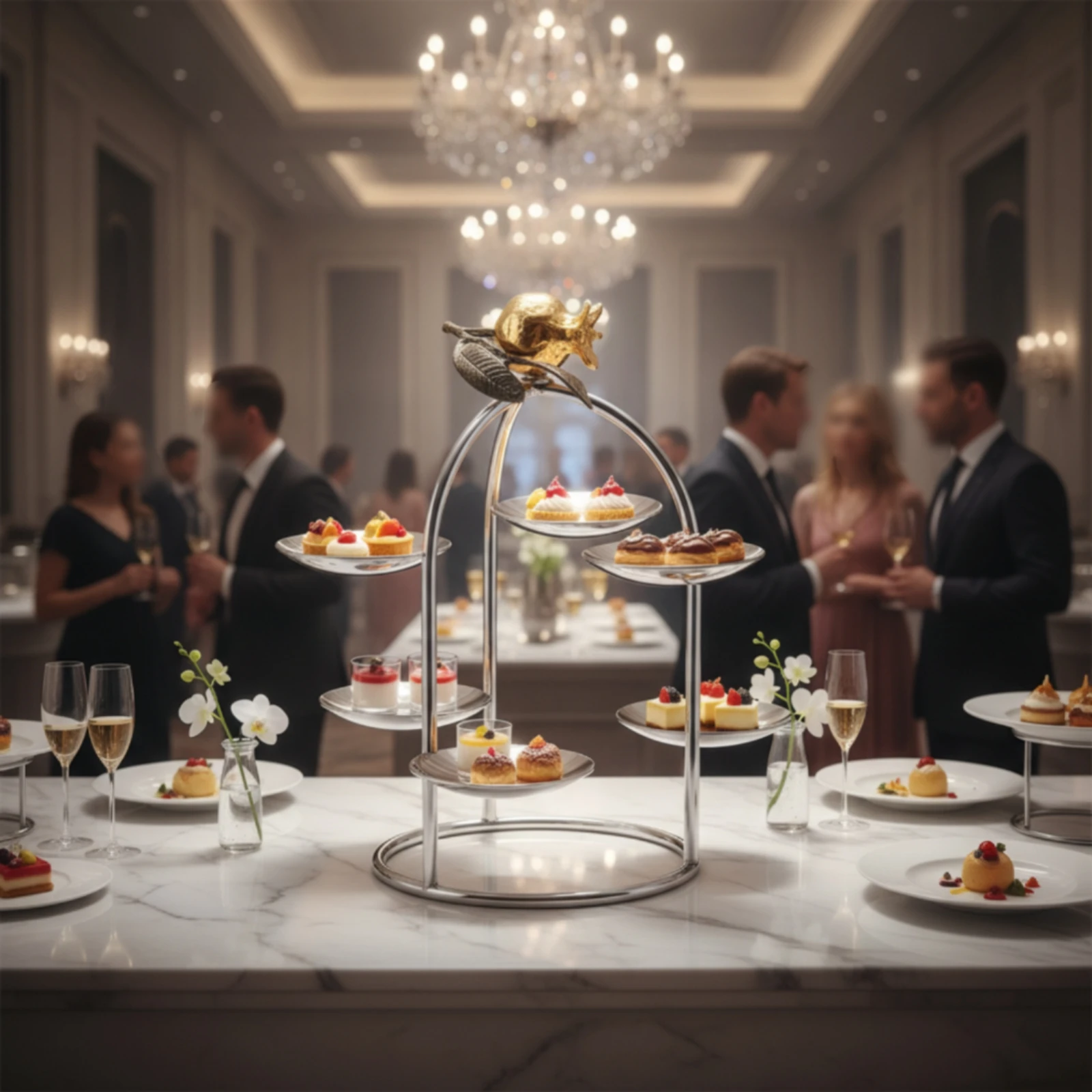 Dessert Display Stand Polished Dessert Stand with Tiers Tiered Serving Tray Decorative Freestanding for Caterers, Party, Wedding - view 6