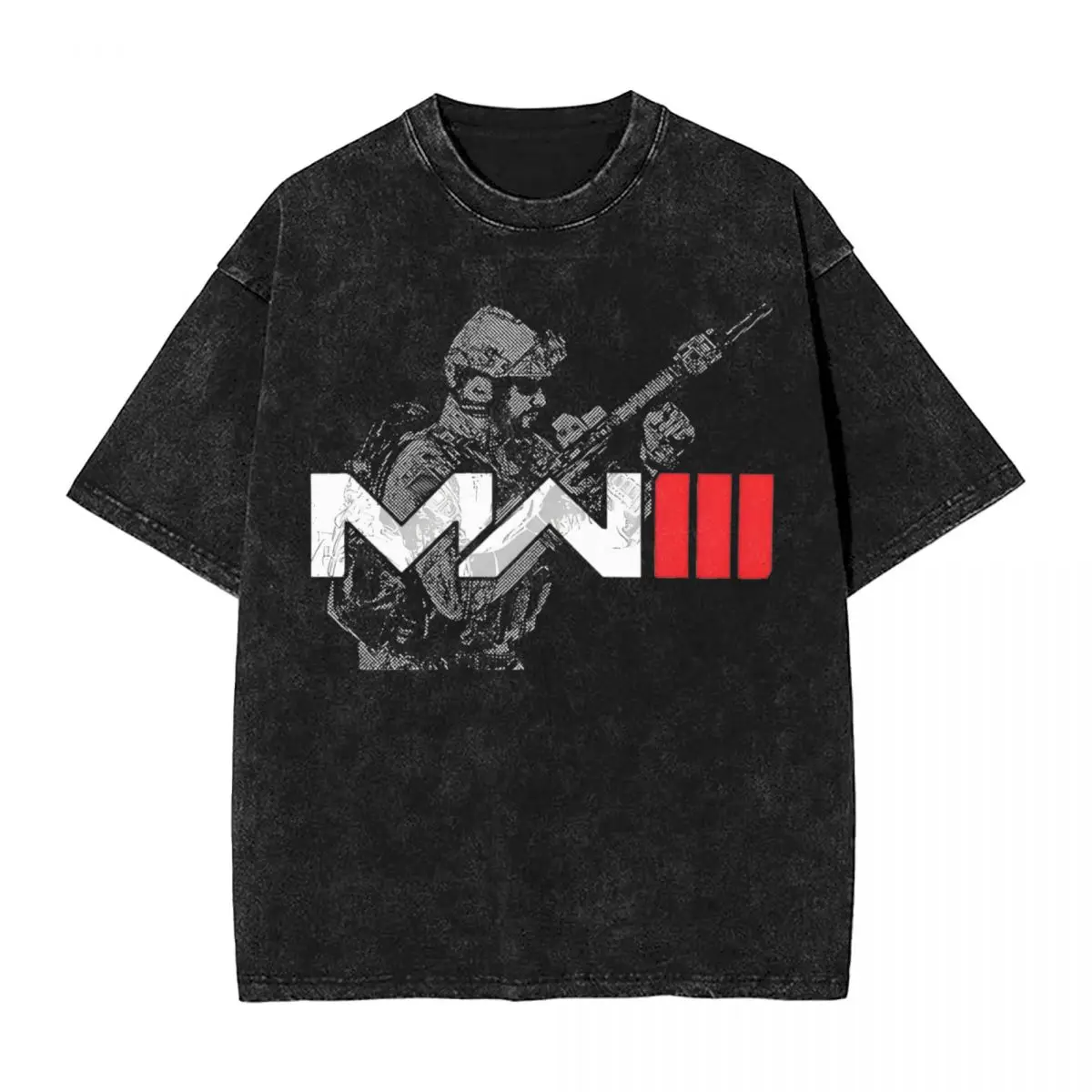 Call Of Dutys Modern Soldier Washed T Shirts Streetwear Hip Hop Retro T-Shirts Game Tees for Men Women Cotton High Street Summer