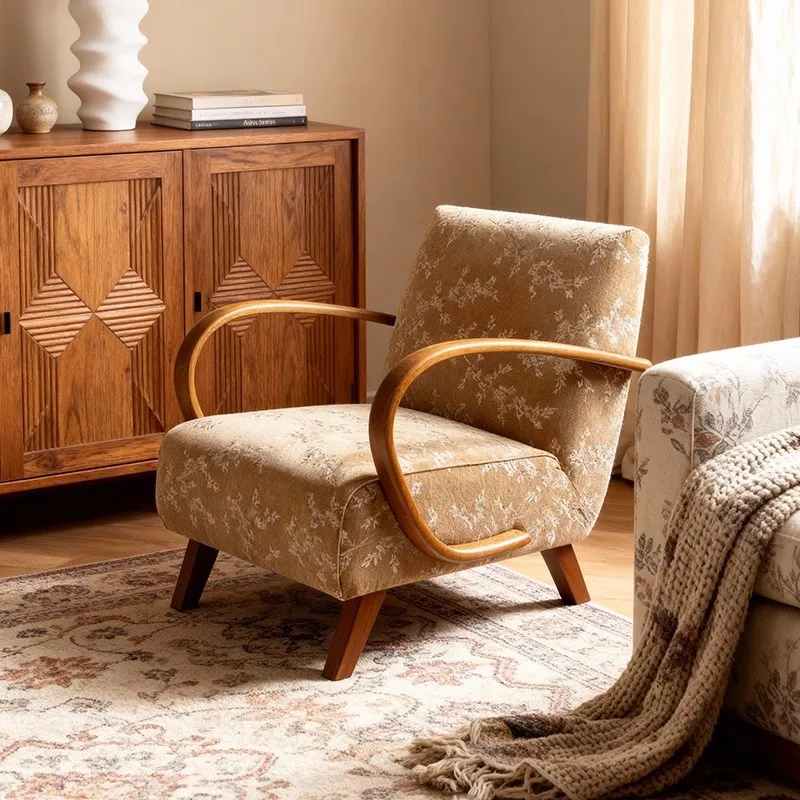 sofa chair, living room balcony bedroom solid wood single leisure ch air