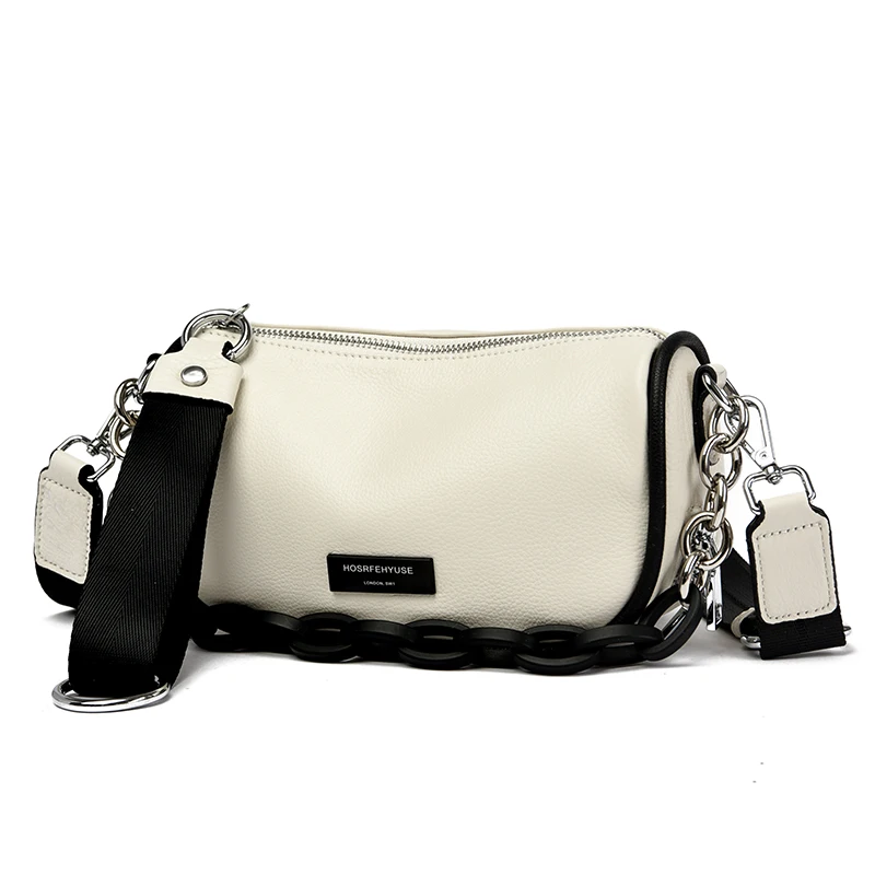 

Women's Chain Genuine leather Crossbody Simple Handbag Commuter Shoulder Boston Bag Stylish Versatile Work Bag сумка через плечо