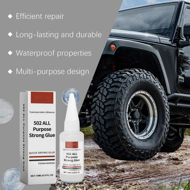 Tire Patch Glue 15ml Tire Rubber Strong Adhesive Tire Puncture Repair Auto Tire Repair Glue Instant Super Glue For Side Bonding