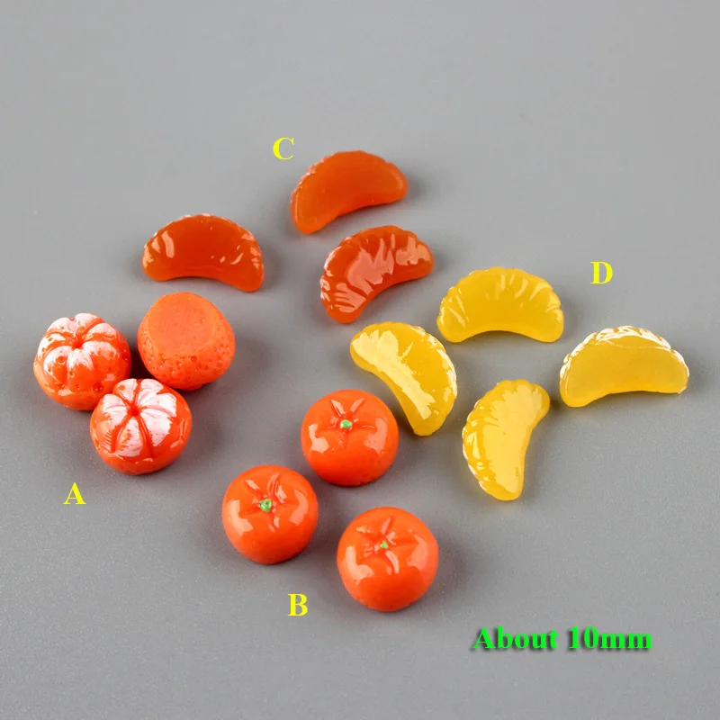 10Pcs Kawaii 소형 오렌지 수지 카보 숑 DIY Embellishments Scrapbooking 전화 장식 쥬얼리 액세서리 미니 공예 10mm