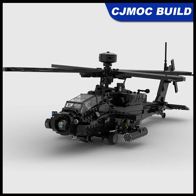 Moc Building Bricks Military Model AH-64E Helicopter Technology Modular Blocks Gifts Toys DIY Sets Assembly MOC-148055