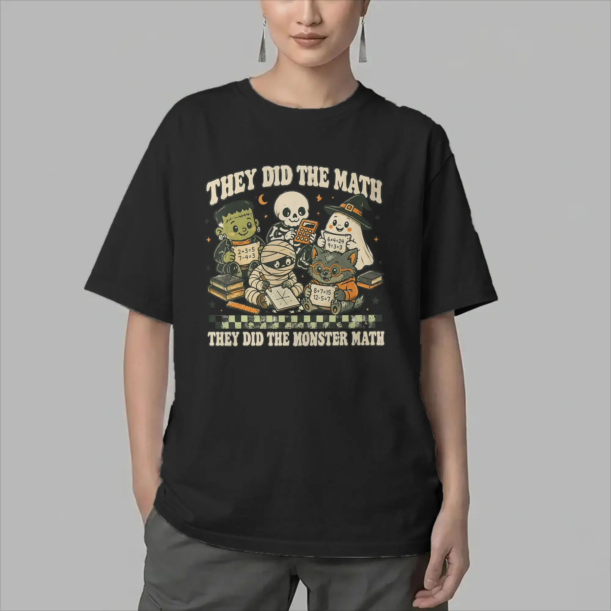 They Did The Monster Halloween Funny Math T-Shirts Men Frankenstein  Cool Cotton Tee Shirt Round Neck Short Sleeve T Shirts Tops