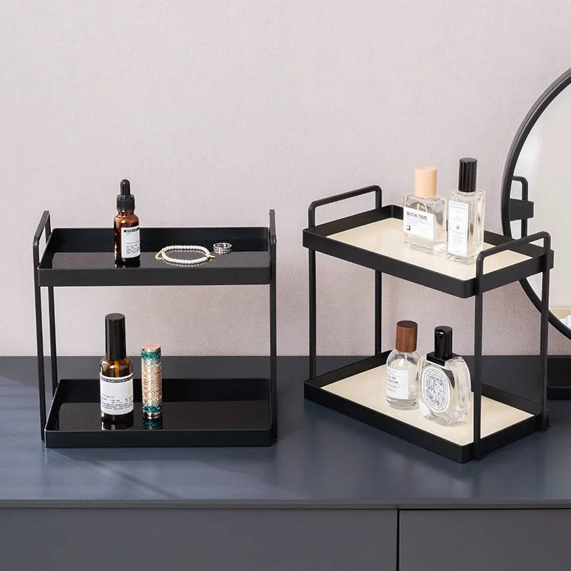 

Cosmetics Shelf Acrylic Double Storage Rack Living Room Bedroom Desktop Porch Shelf Bathroom Finishing Rack