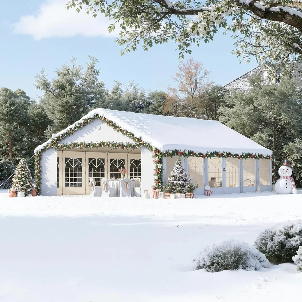 

Тент-шатер 20x40 для мероприятий и свадеб, водонепроницаемый, со съемными боковыми стенками и рулонной дверью, усиленный стальной каркас