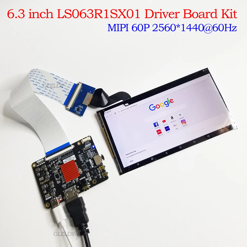 6.3 นิ้ว 2K HD LCD IPS LS063R1SX01 2560*1440 1440*2560 HDMI to MIPI 60P ชุดบอร์ด MIPI USB Controller Board หมุนกระจก