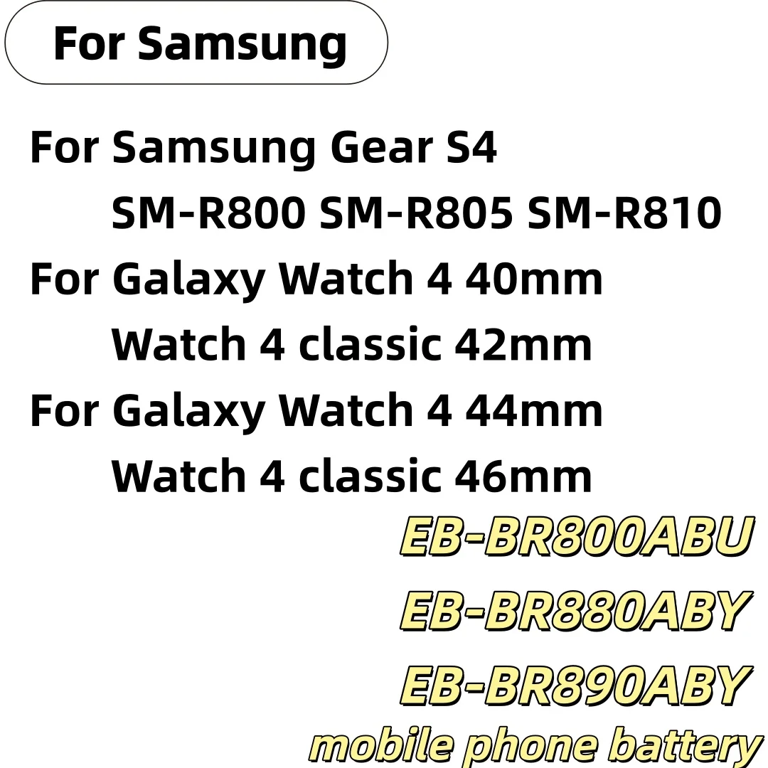 

EB-BR800ABU EB-BR880ABY EB-BR890ABY Battery For Samsung Gear S4 Watch 4 40mm/42mm Watch 44mm/46mm Smart Watch Batteries+Tools