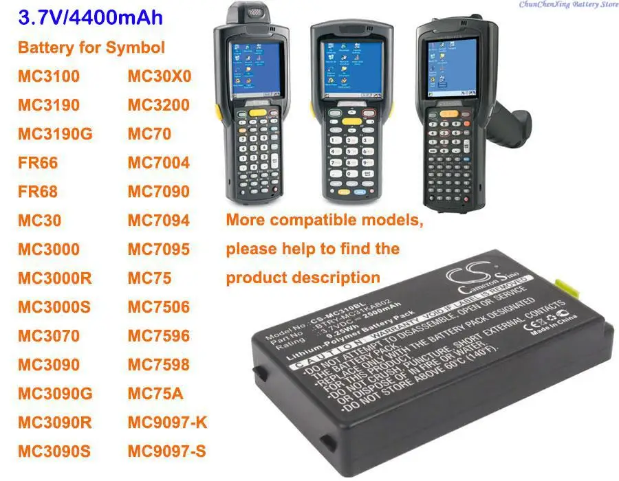 

Cameron Sino 4400mAh Battery for Symbol MC3100,MC3190,MC3190G,MC30,MC3000,MC3070,MC3090,MC3000R,MC3090R,MC7004,MC7090