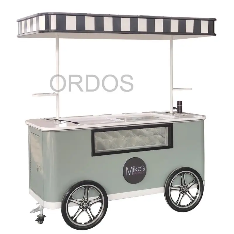 

Customized Push Hard Ice Cream Cart Popsicle Cart With Showcase Good Price