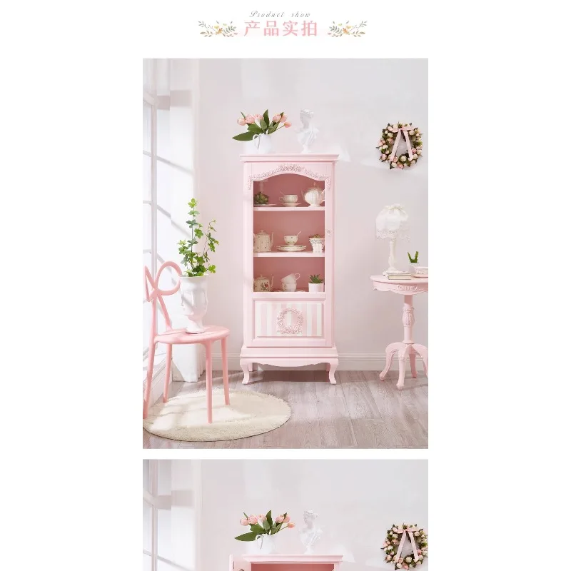 Vintage sideboard, dopamine color showcase, display cabinet, Lolita figure cabinet, princess bookcase