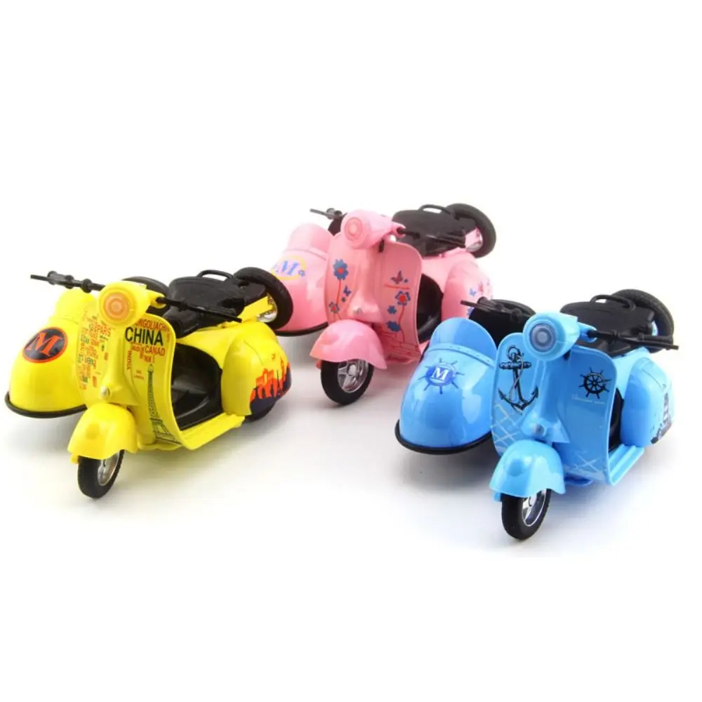 Modelo de motocicleta extraíble de tres ruedas, simulación de sonido y luz, coche de juguete de aleación, Mini modelo de coche en miniatura fundido a presión