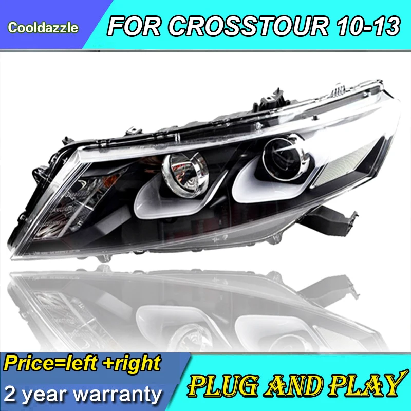 For HONDA Crosstour LED Head Lights Bi Xenon Projector Lens U Type 2010-2013 Year