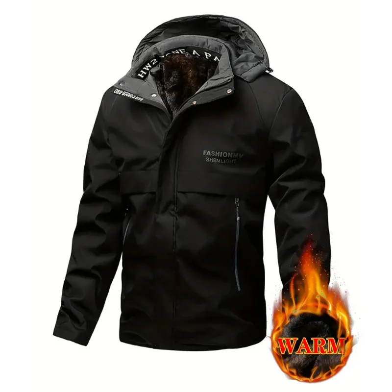 

2024 Fashion plus fleece thickened hardshell jacket winter new cotton-padded jacket warm large size outer garment