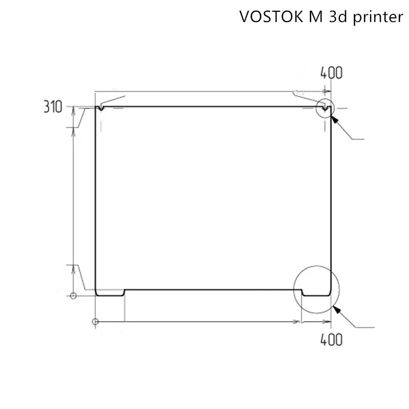 Maßgefertigte Strukturierte PEI-Bauplatte für VOSTOK M 3D-Drucker Doppelseitige PEI-Druckplatte aus Federstahl Beheiztes Druckbett 310x400mm – Detail 3
