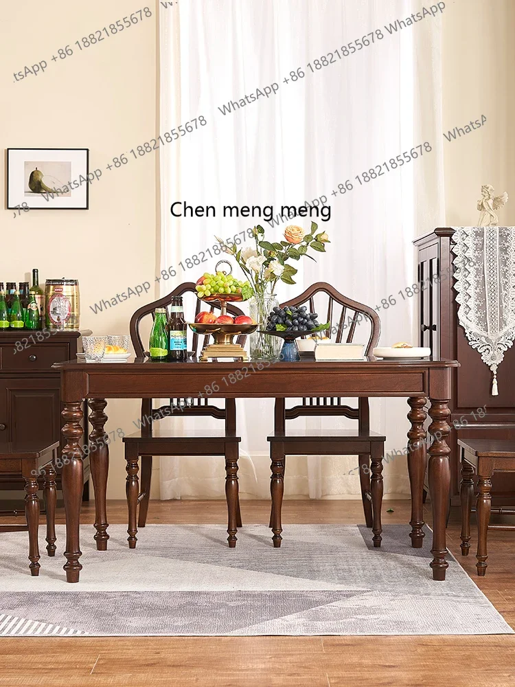 

E153 American French retro all solid wood dining table modern simple table rectangular cherry wood furniture