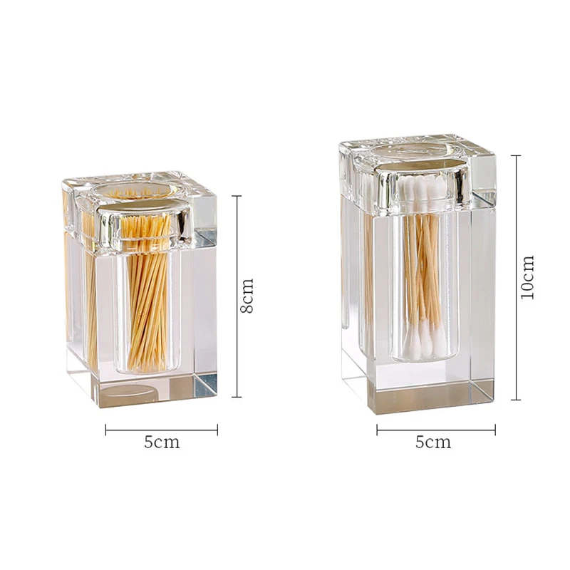 Creative Exquisite Crystal Glass Toothpick Box Transparent Toothtip Holder Simple Household Cotton Swab Box Storage Container