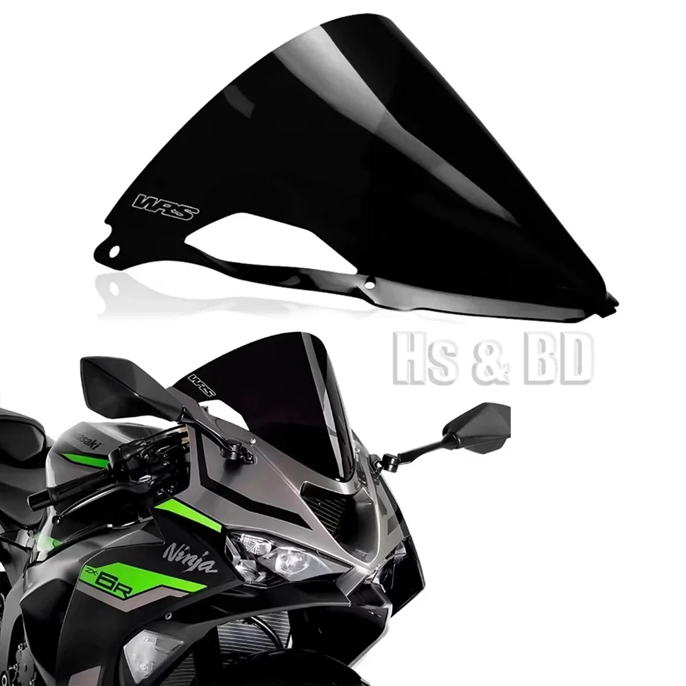 Motorcycle Windshield For Kawasaki ZX-6R ZX6R 2024 Heighten Windscreen Enlarge Wind Spoiler Cover Fairing Windshield WRS Racing