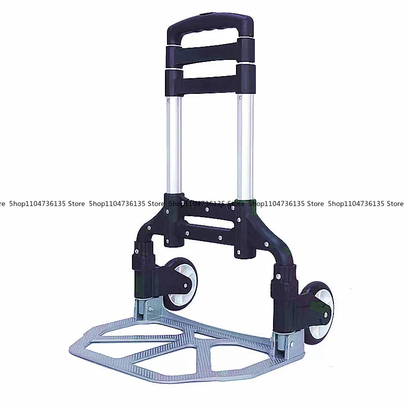 Folding Trolley Aluminum Alloy Luggage Cart, Home Shopping and Pulling Goods To Buy Vegetables, Small Trailer